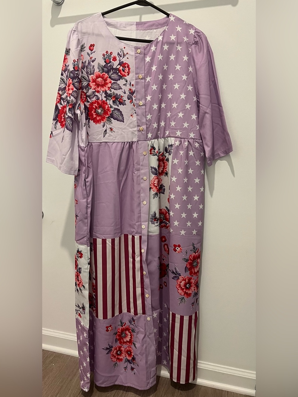 Girls' Lavender Floral Patchwork Dress - Brand: